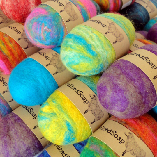 felted soap with shea butter multicolored