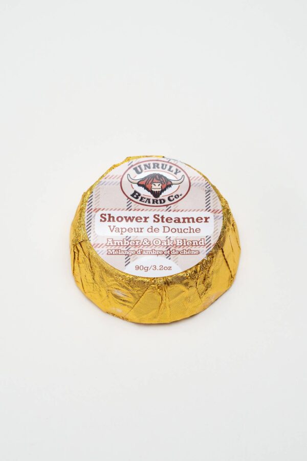 unruly beard shower steamer amber & oak blend