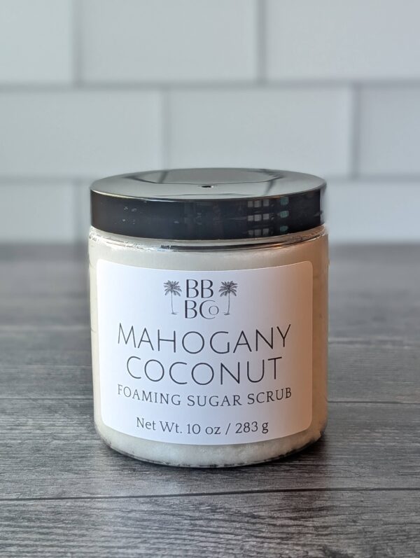 beachy bubbles mahogany coconut men's body scrub 10oz