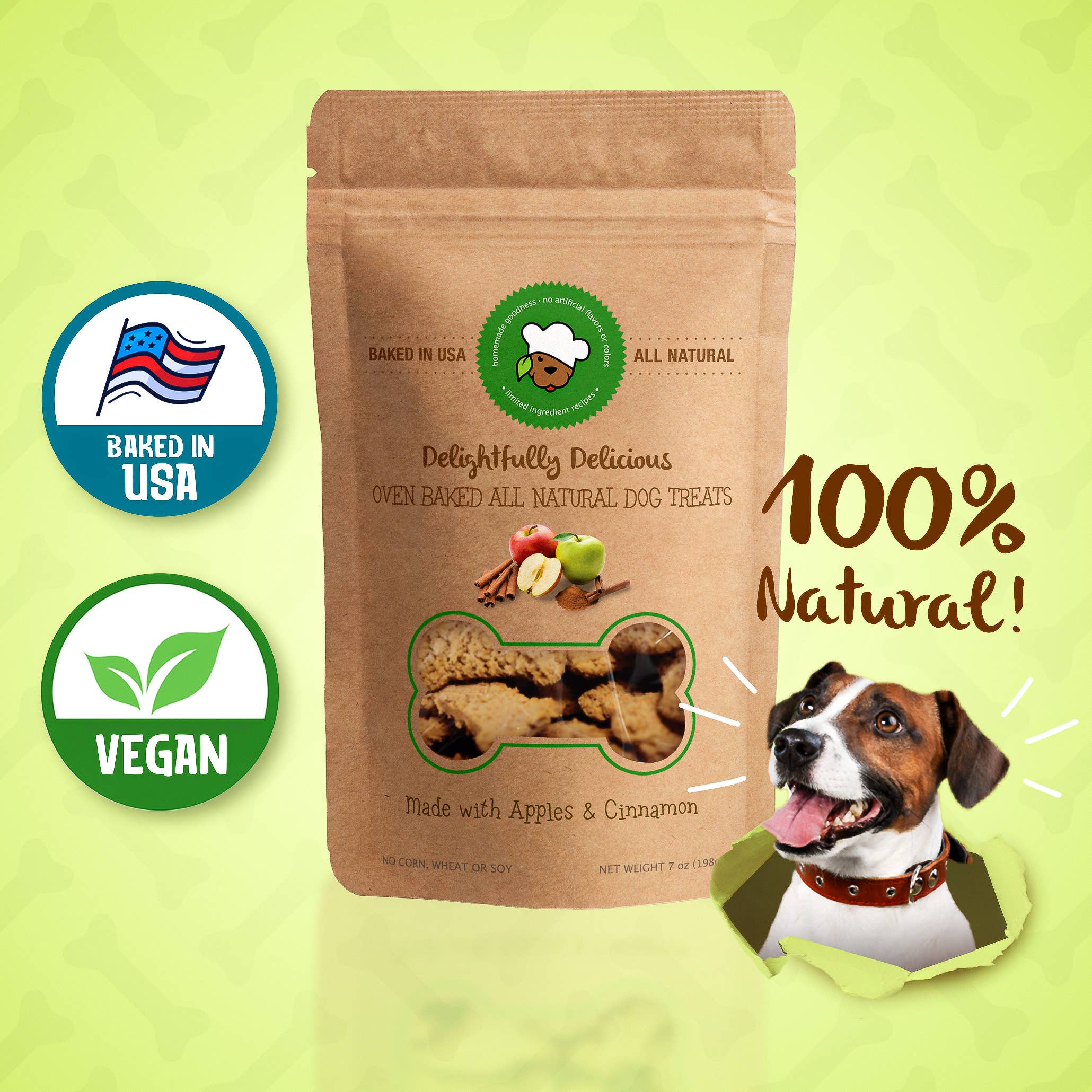 delightfully delicious dog treats: apple cinnamon 7oz