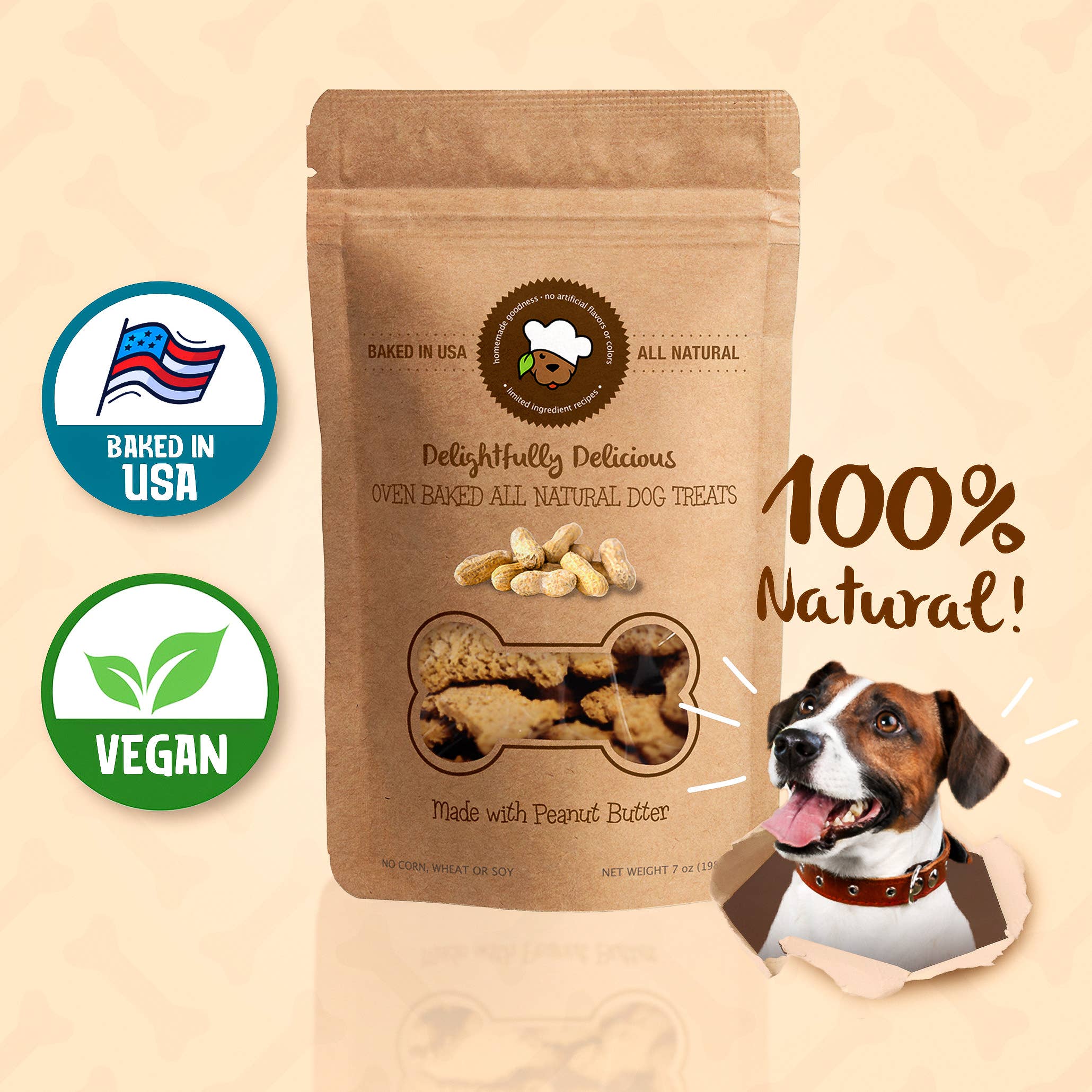 delightfully delicious dog treats: peanut butter 7oz