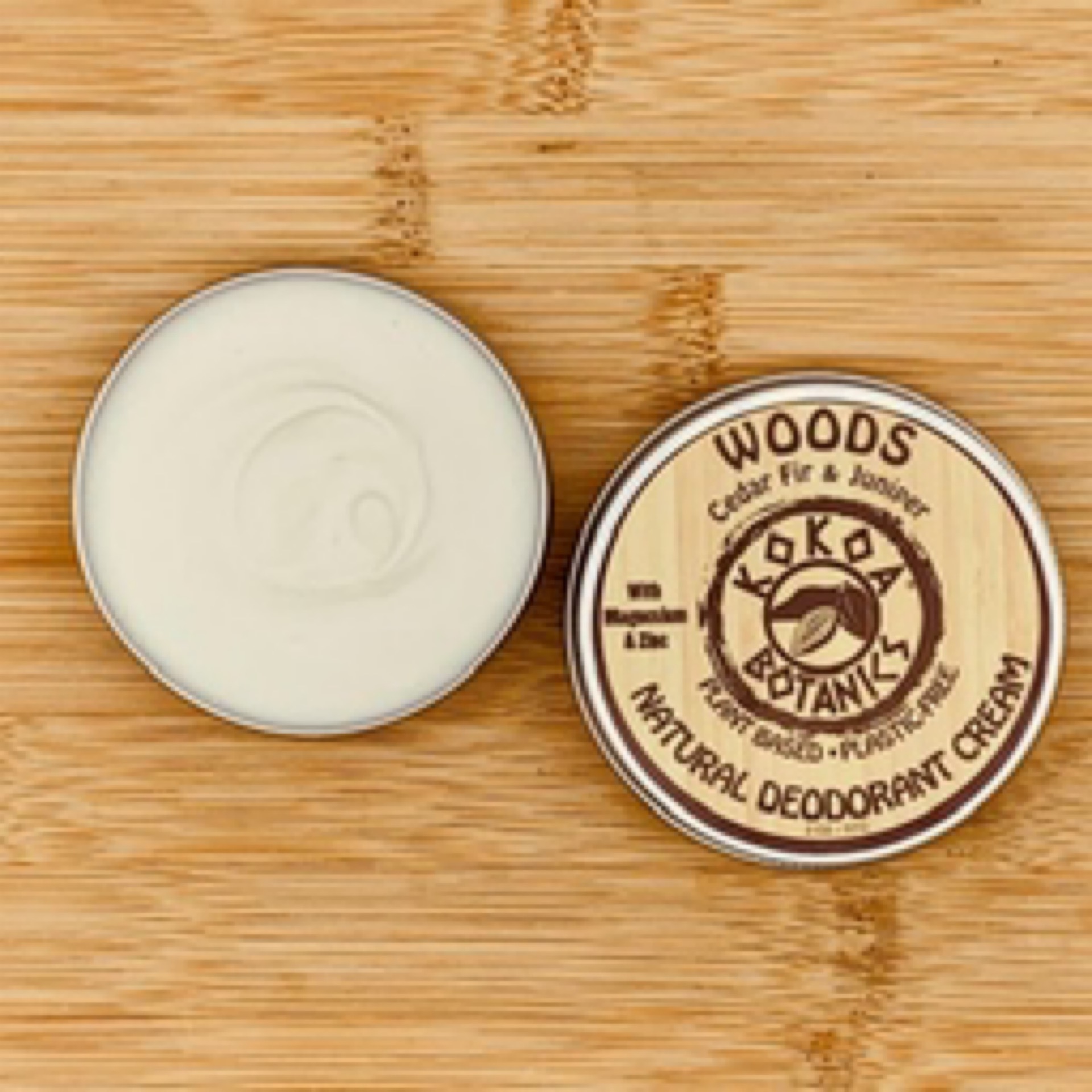 kokoa botanics woods cedar fir & juniper natural deodorant cream 2oz