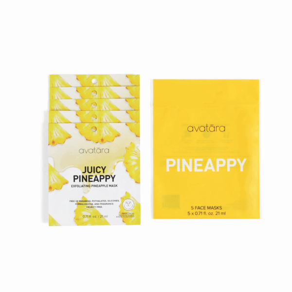 avatara juicy pineappy exfoliating pineapple sheet mask 5 pack