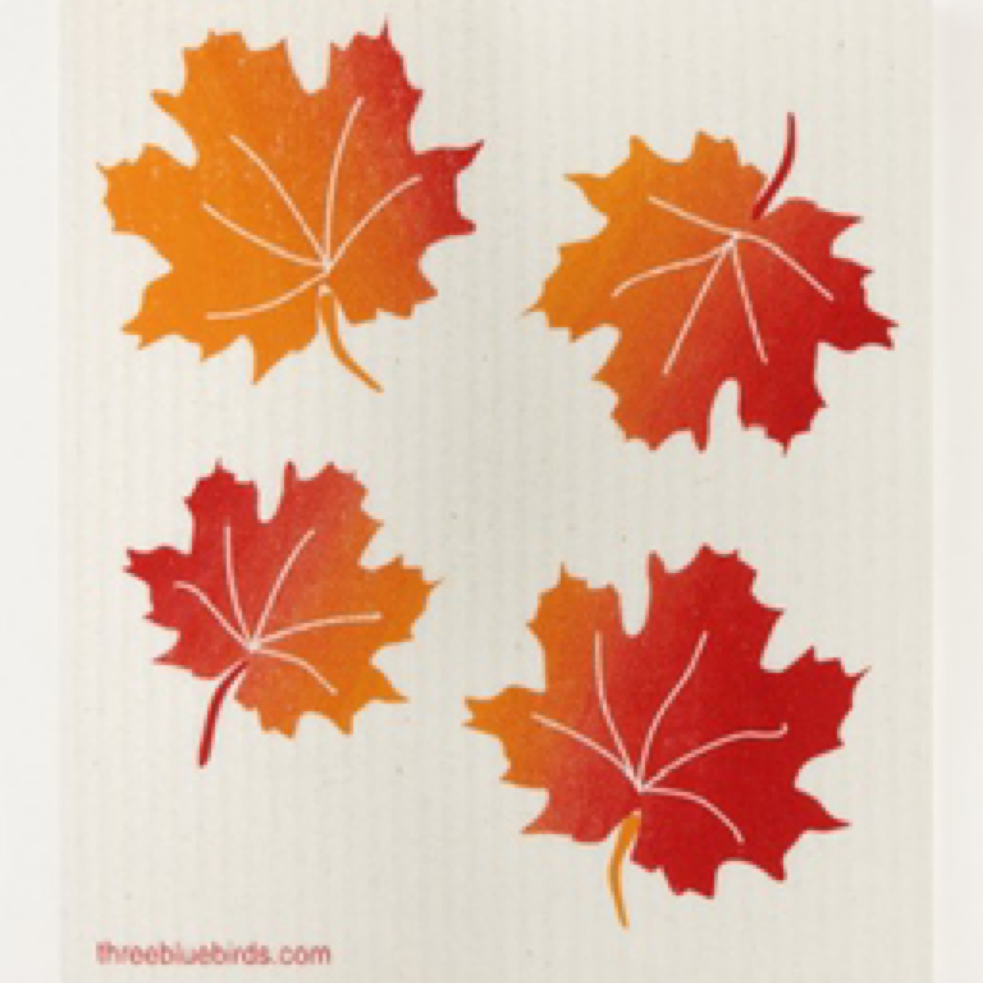 three bluebirds maple leaves swedish sponge cloth