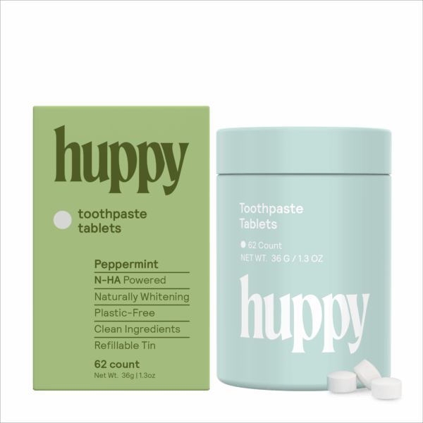 huppy fluoride free toothpaste tablets peppermint