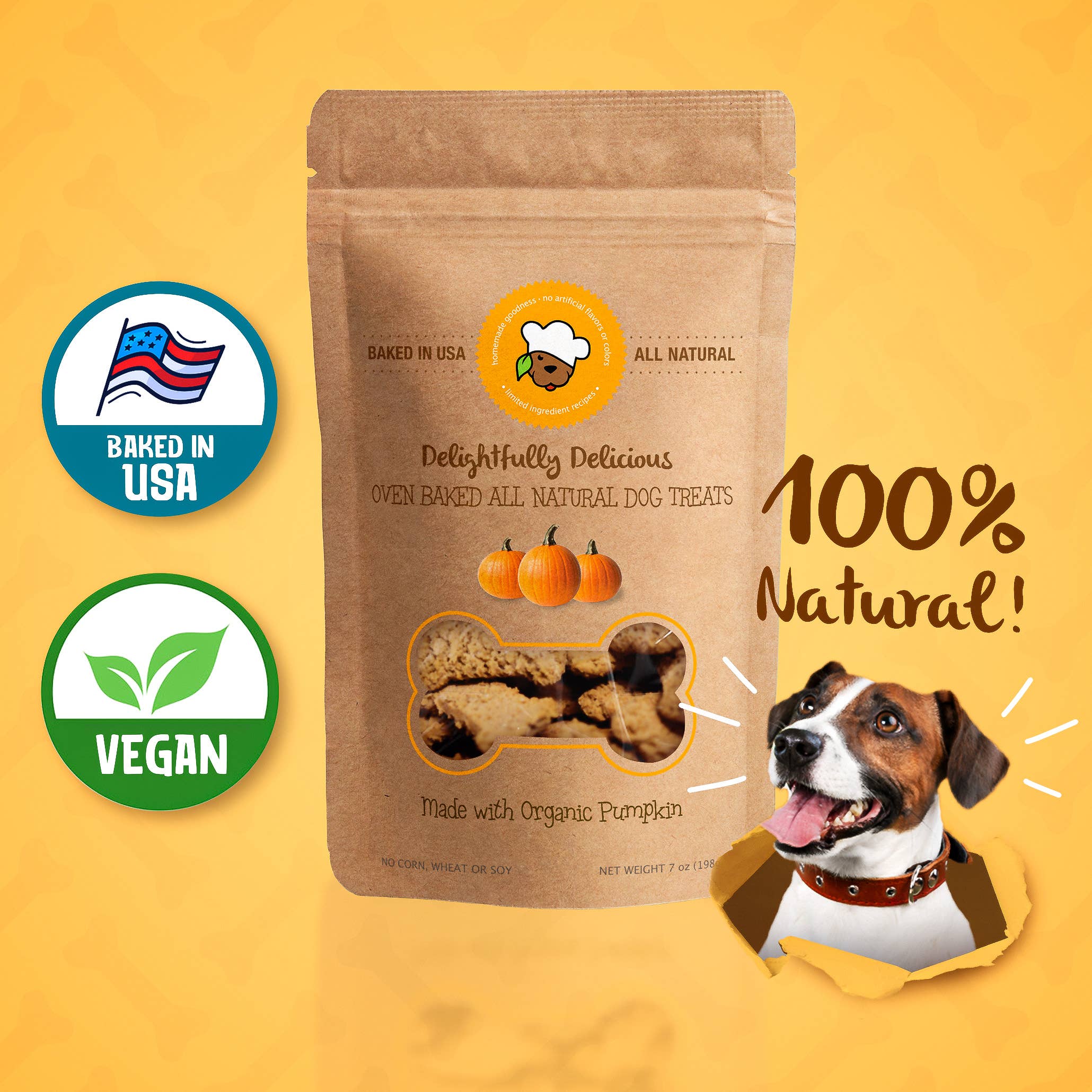 delightfully delicious dog treats: organic pumpkin 7oz