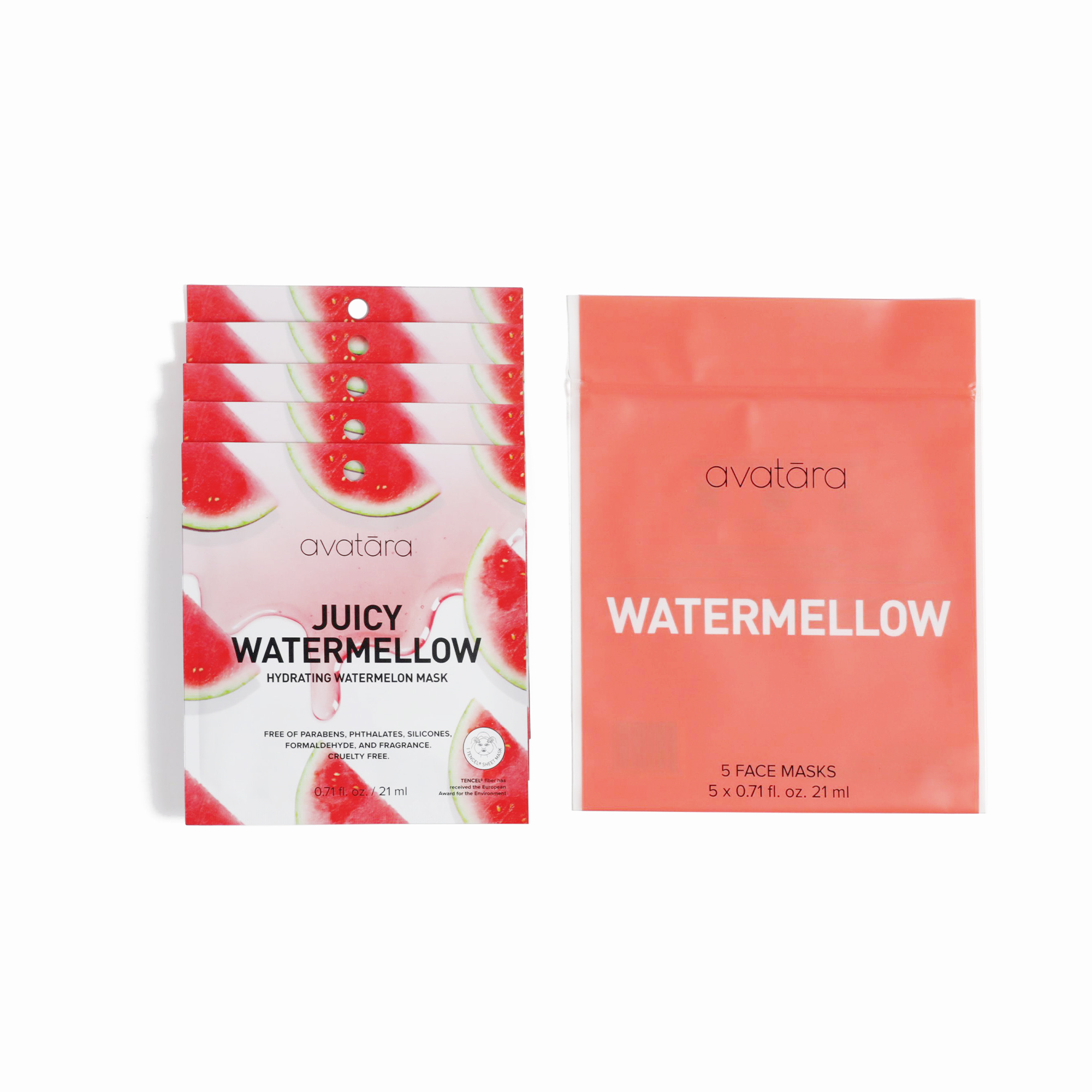 avatara juicy watermellow hydrating watermelon sheet mask 5 pack