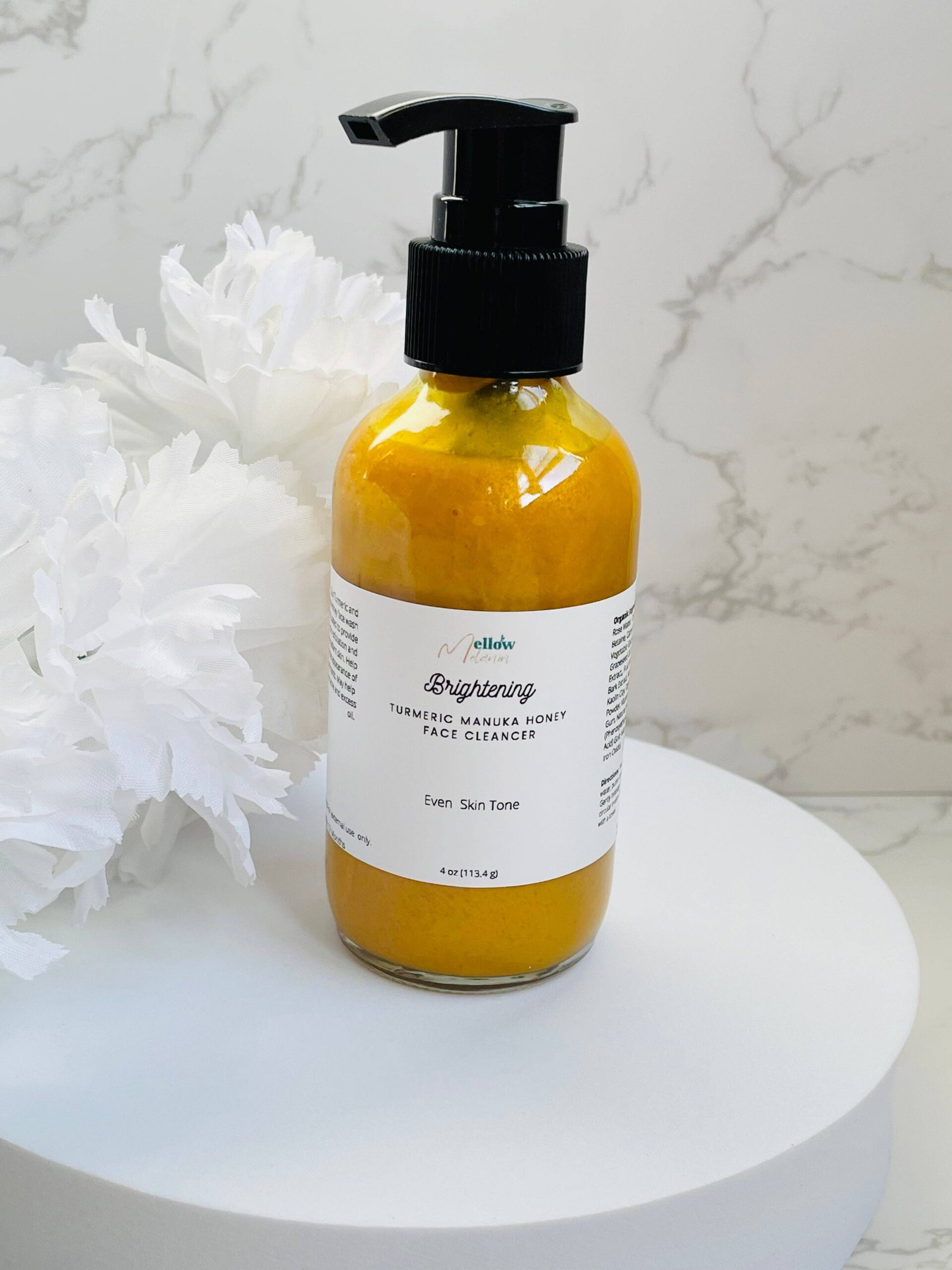 mellow melanin turmeric manuka honey brightening face cleanser 4oz