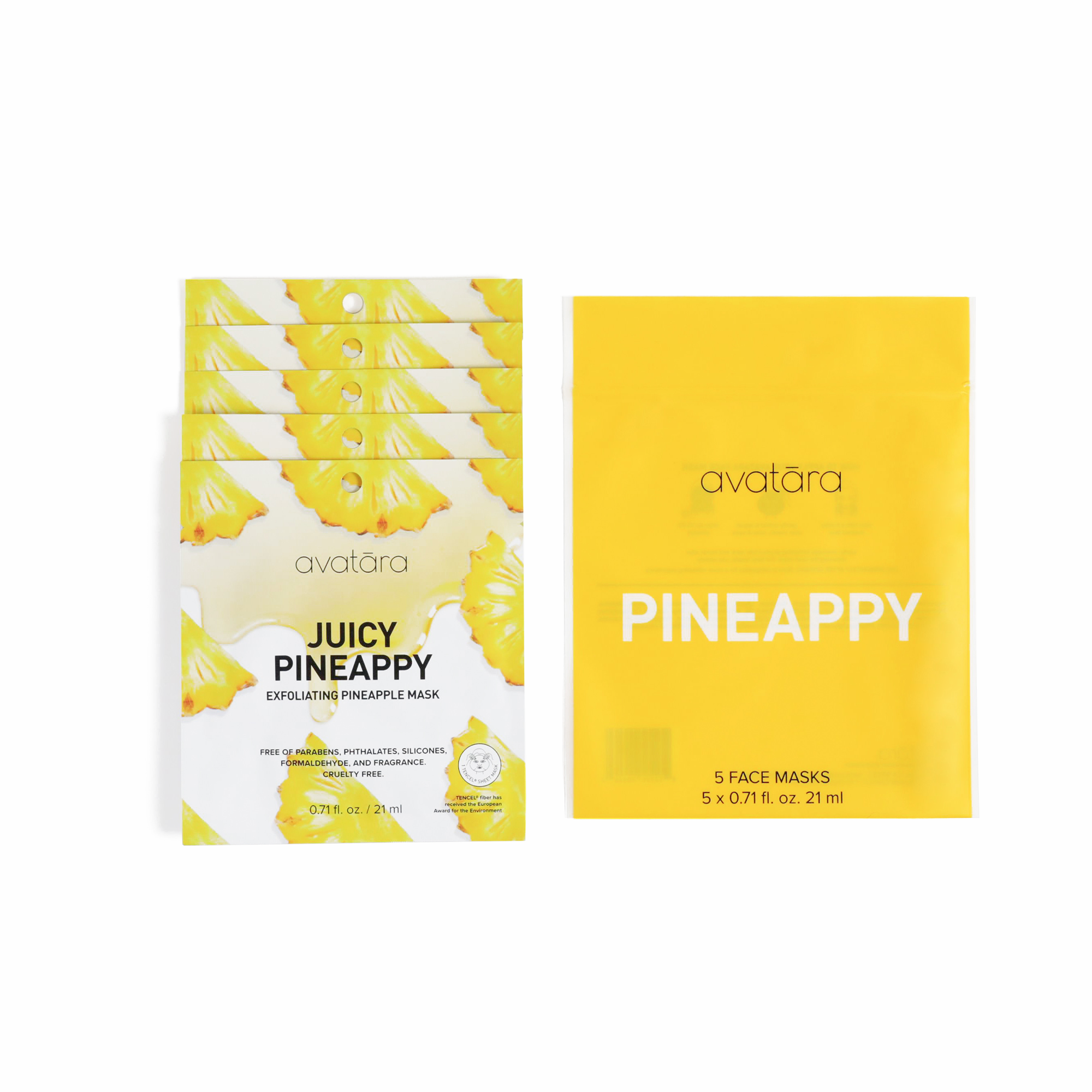 avatara juicy pineappy exfoliating pineapple sheet mask 5 pack