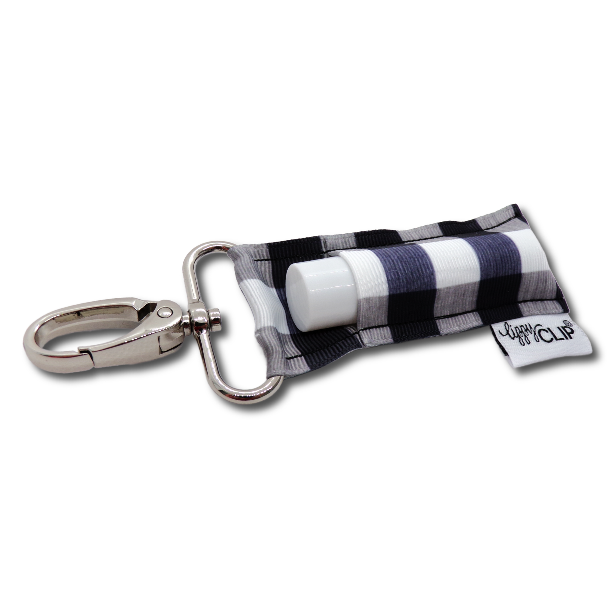 lippyclip® black and white plaid lip balm holder for standard size balm