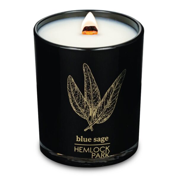 hemlock park 7.2oz black & gold candle: blue sage