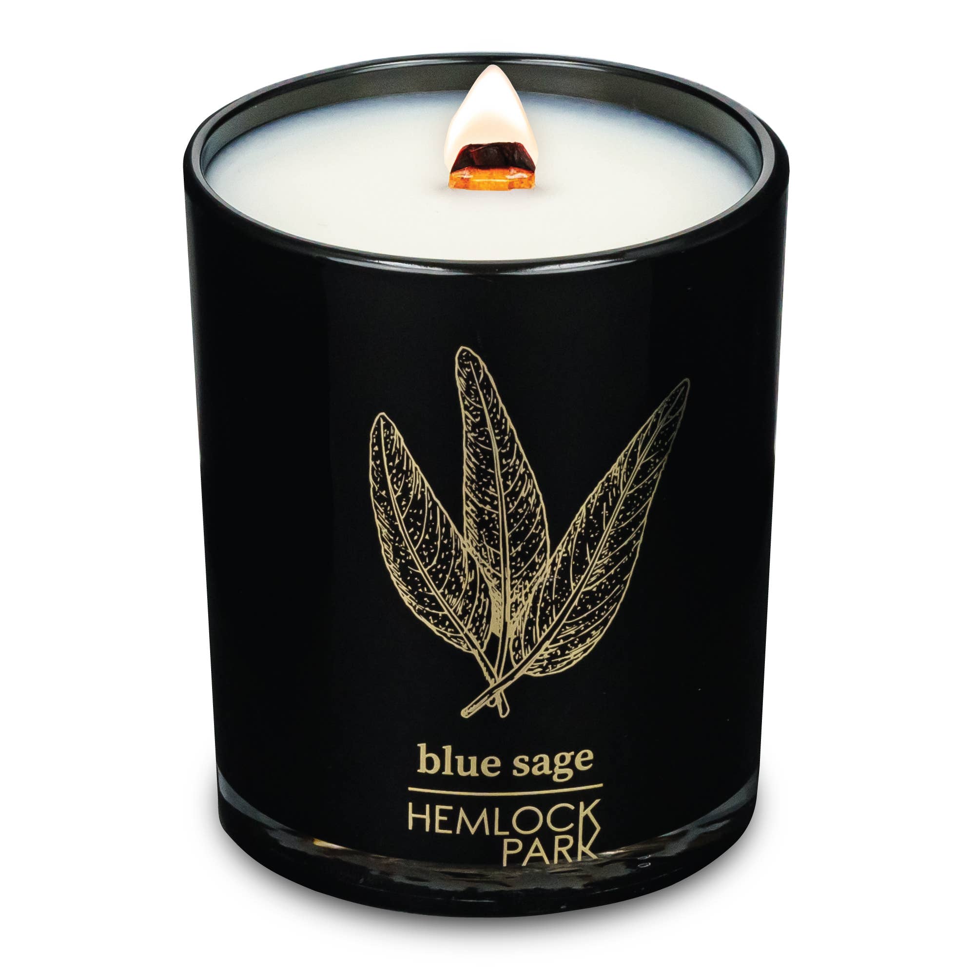 hemlock park 7.2oz black & gold candle: blue sage