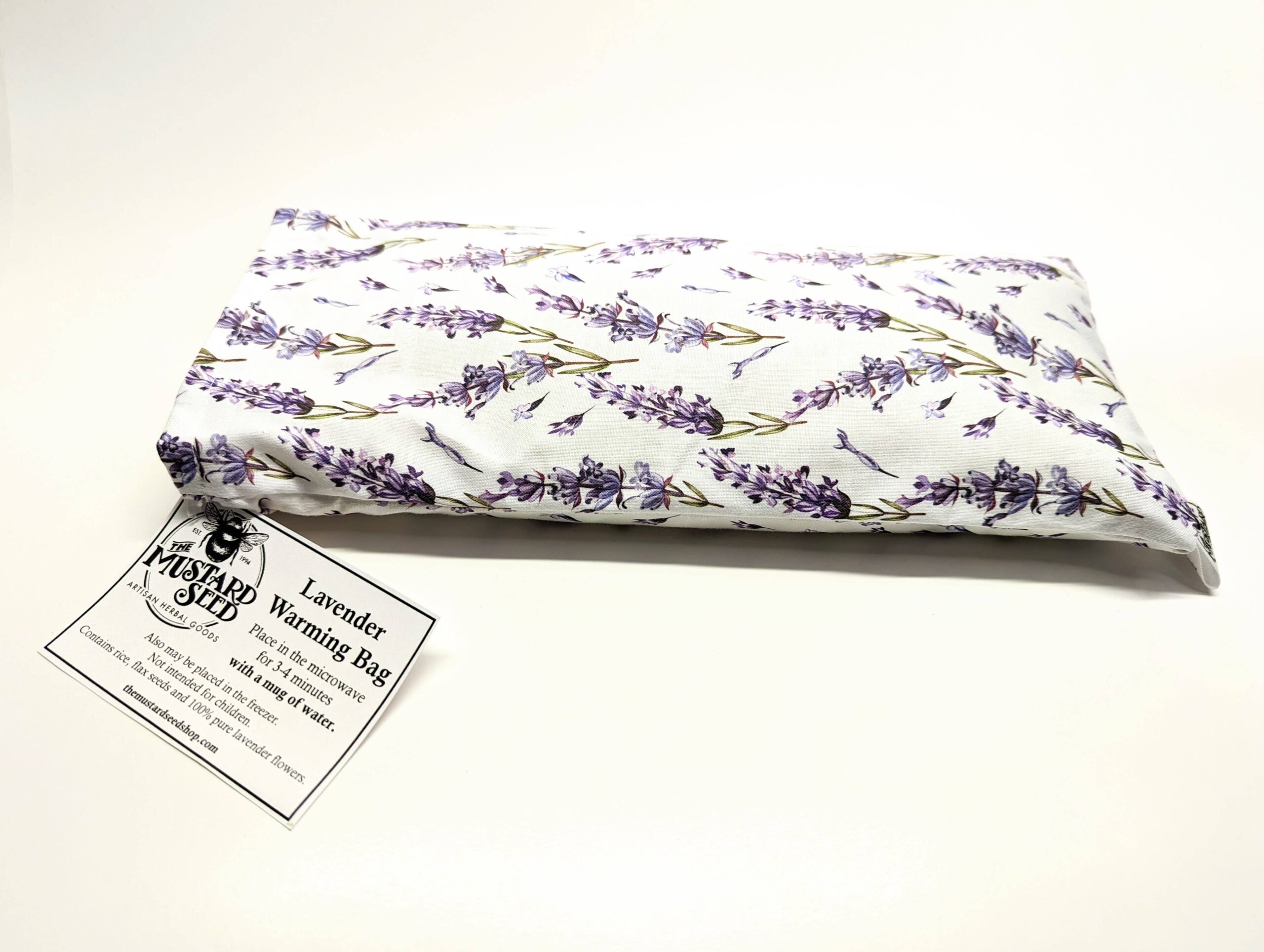 ms warming bag: lavender white fabric