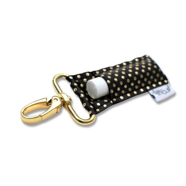 lippyclip® gold dots on black lip balm holder for standard size balm