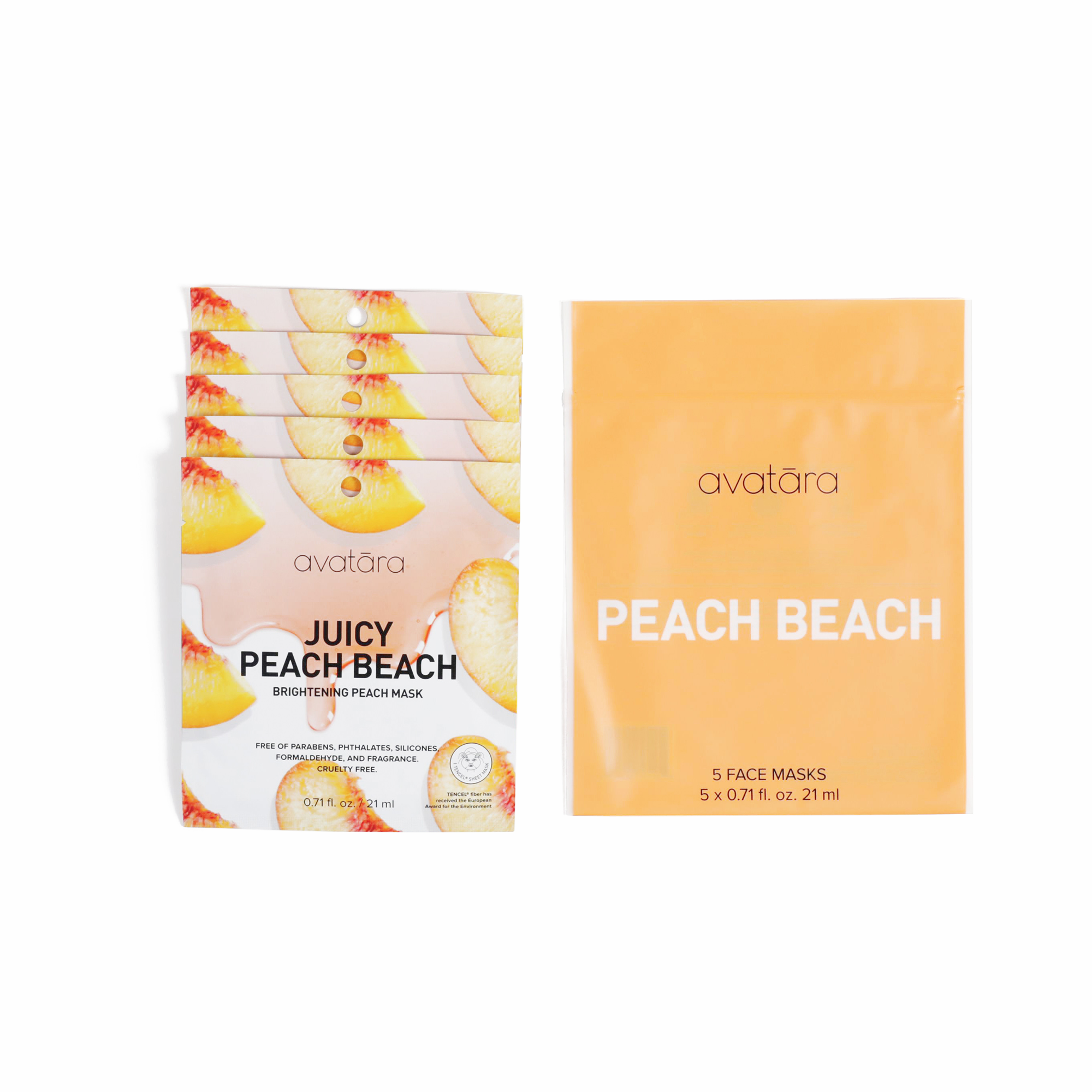 avatara juicy peach beach brightening peach sheet mask 5 pack