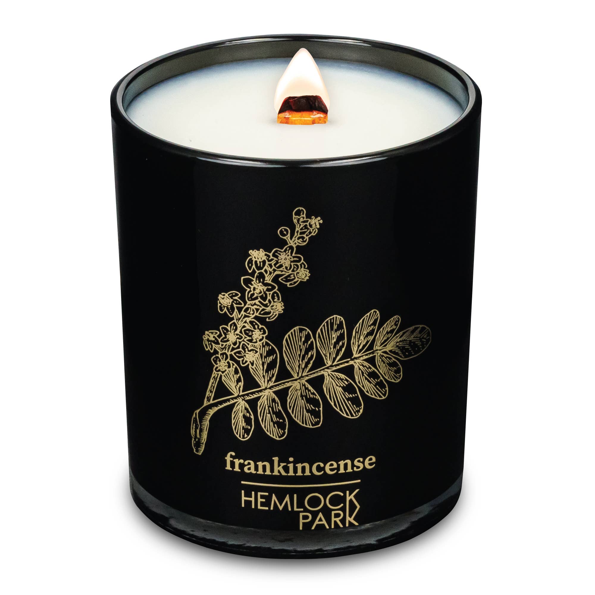 hemlock park 7.2oz black & gold candle: frankincense